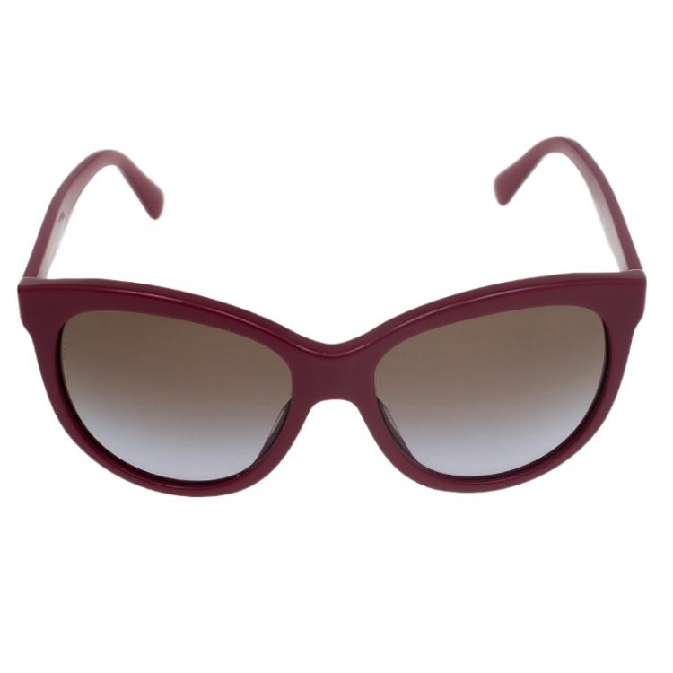Pre Owned Dolce Gabbana Burgundy DG4149 Oversized Sunglasses