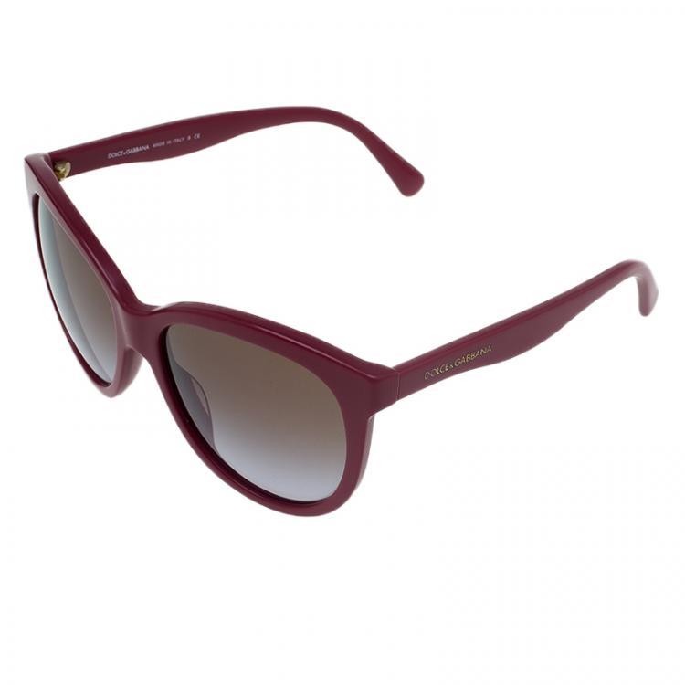 Pre Owned Dolce Gabbana Burgundy DG4149 Oversized Sunglasses