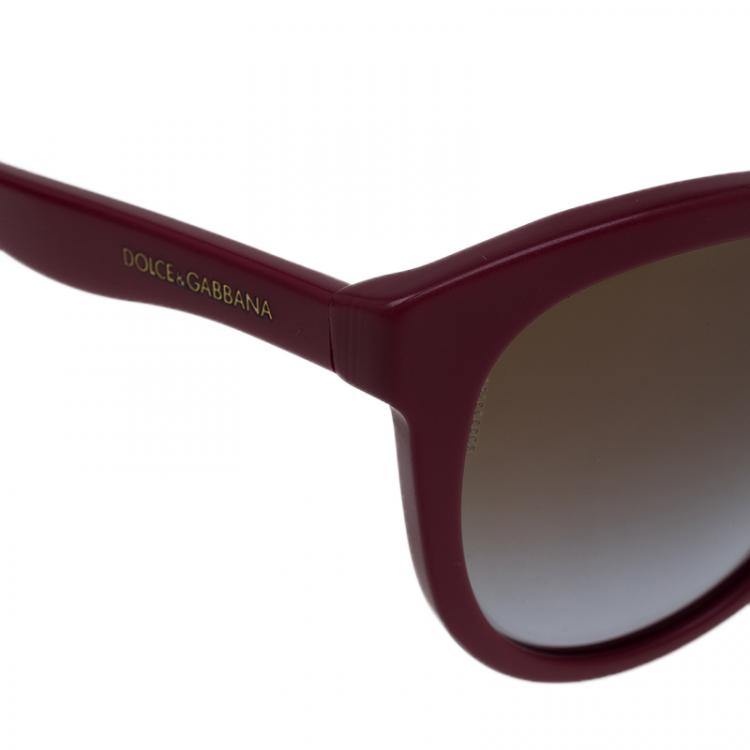 Pre Owned Dolce Gabbana Burgundy DG4149 Oversized Sunglasses