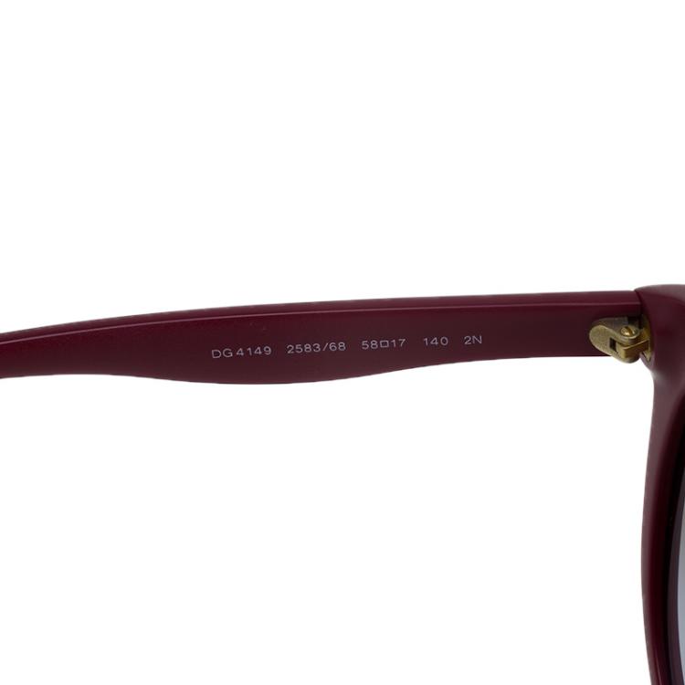 Pre Owned Dolce Gabbana Burgundy DG4149 Oversized Sunglasses