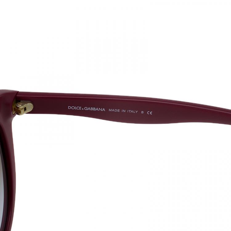 Pre Owned Dolce Gabbana Burgundy DG4149 Oversized Sunglasses