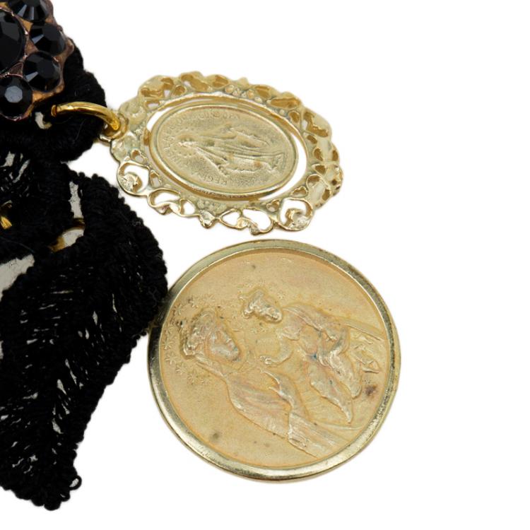 Pre Owned Dolce and Gabbana Coin and Lace Earrings
