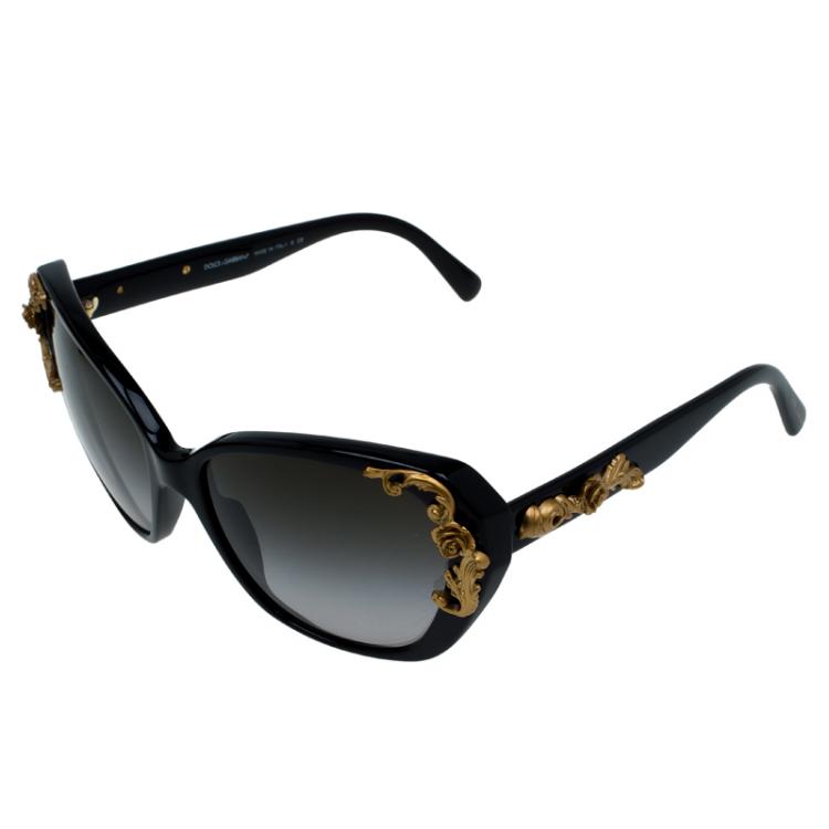 Pre Owned Dolce and Gabbana Black Sicilian Baroque Sunglasses 