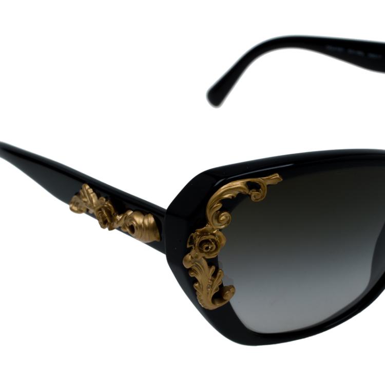Pre Owned Dolce and Gabbana Black Sicilian Baroque Sunglasses 