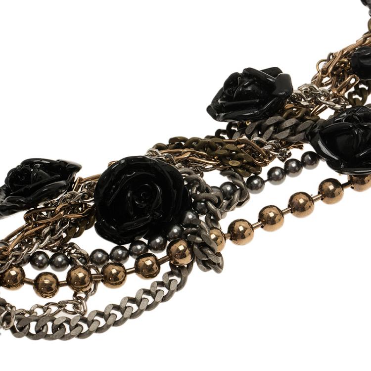 Pre Owned Dolce and Gabbana Flowers Beads and Chains Necklace