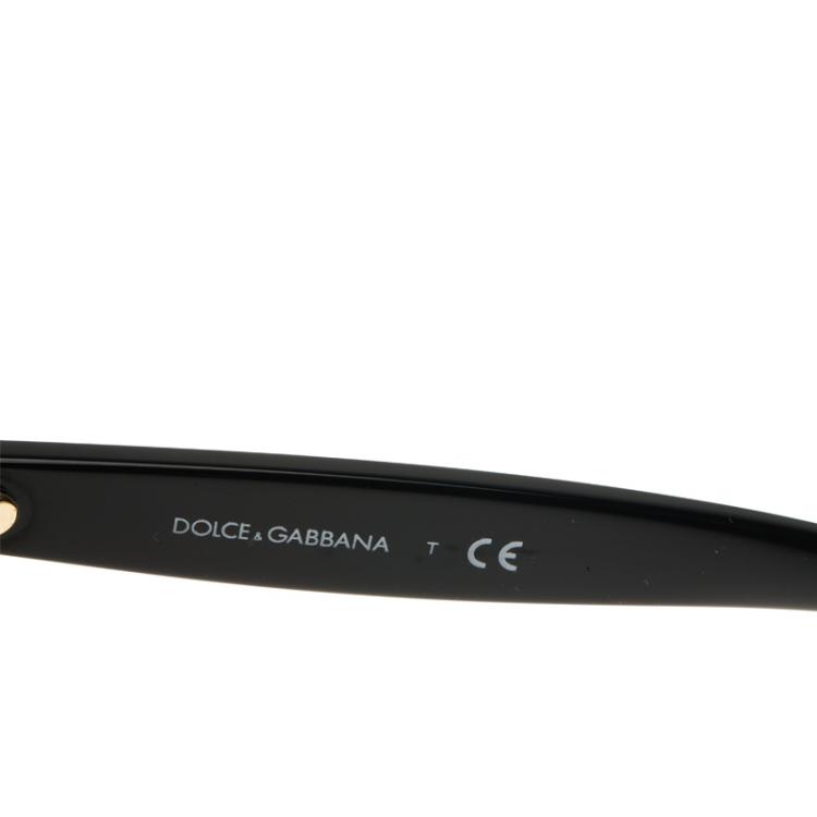 Pre Owned Dolce and Gabbana Black Polka Dot Cat Eye Sunglasses