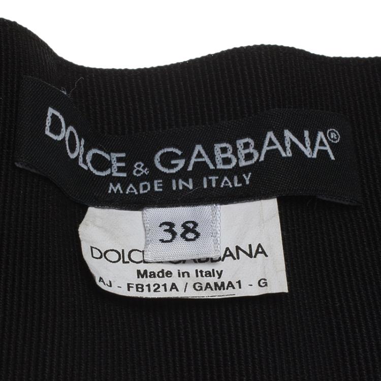 Pre Owned Dolce and Gabbana Black Grosgrain Crystal Bow Waist Belt Size 38