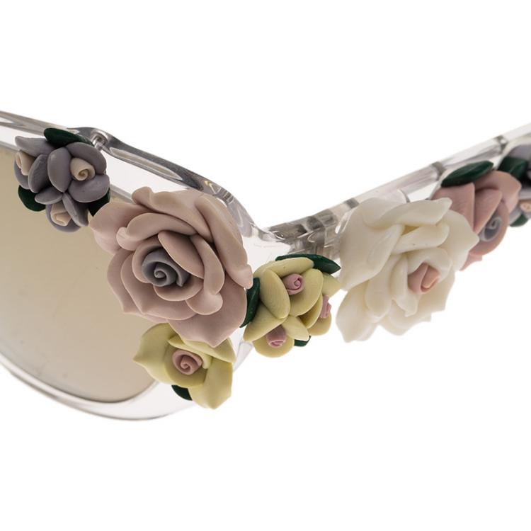 Pre Owned Dolce and Gabbana DG 4180 Floral Embellished Cat Eye Sunglasses