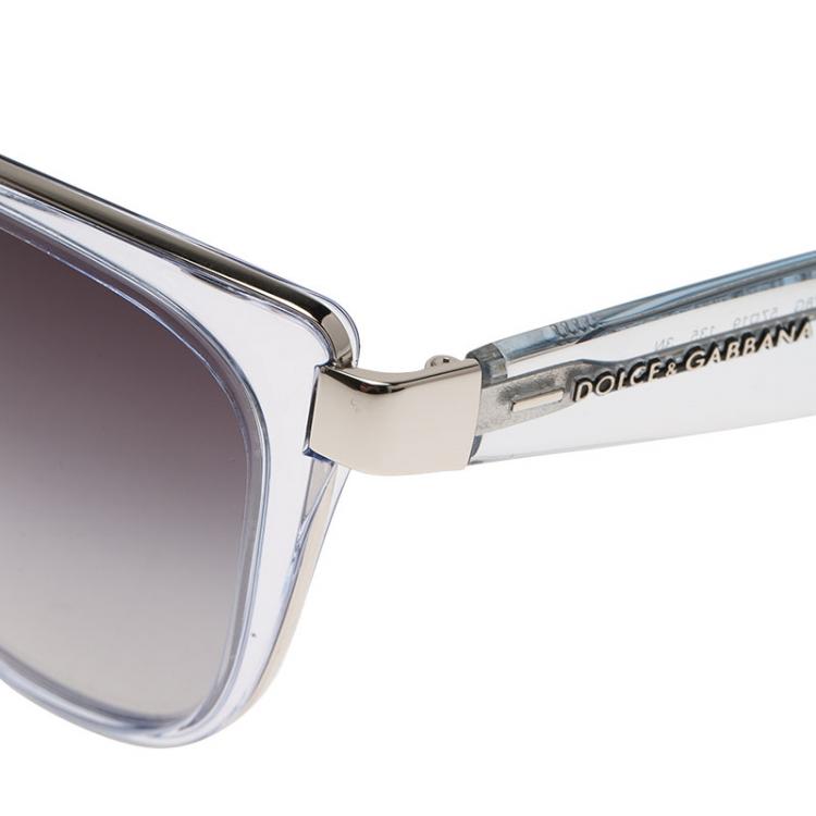 Pre Owned Dolce and Gabbana Light Blue Transparent DG2107 Cat Eye Sunglasses
