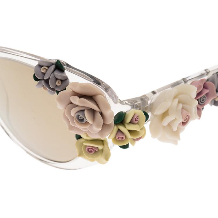 Pre Owned Dolce and Gabbana DG 4180 Floral Embellished Cat Eye Sunglasses