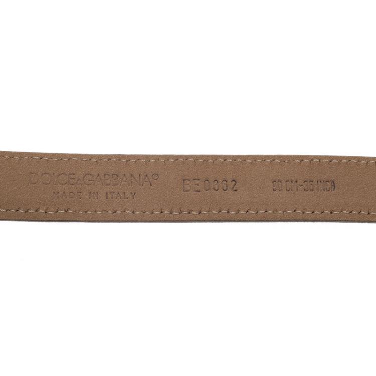 Pre Owned Dolce and Gabbana Leopard Print Leather D&G Buckle Belt 90CM