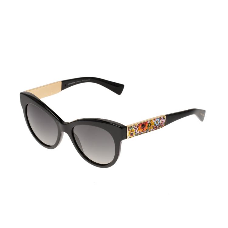 مملوكة مسبقًا Dolce and Gabbana Mosaico Special Edition Black DG 4215 Cat Eye Polarized Sunglasses