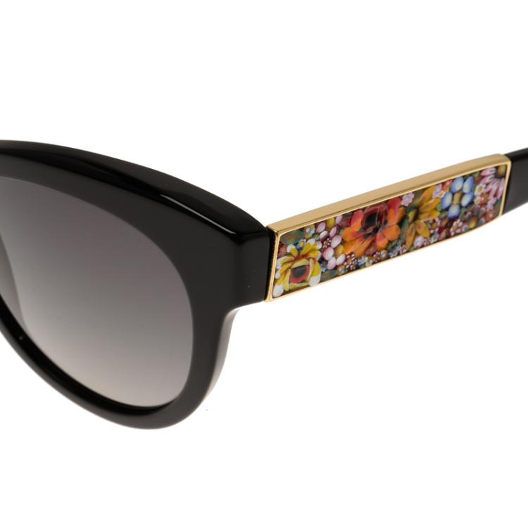 مملوكة مسبقًا Dolce and Gabbana Mosaico Special Edition Black DG 4215 Cat Eye Polarized Sunglasses
