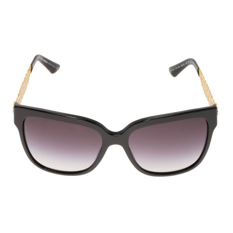 Pre Owned Dolce and Gabbana Black DG4212 Filigree Cat Eye Sunglasses