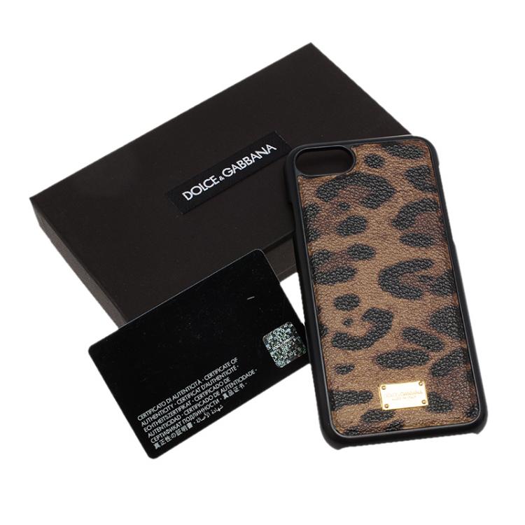 Pre Owned Dolce and Gabbana Leopard Print Leather iPhone 6 Case
