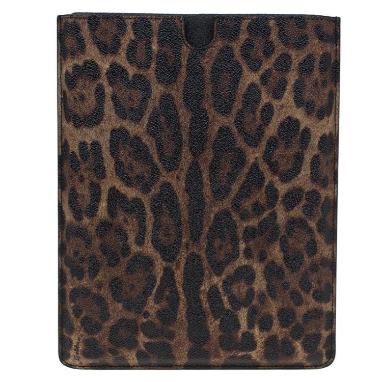 Pre Owned Dolce and Gabbana Leopard Print Canvas iPad 2 Case