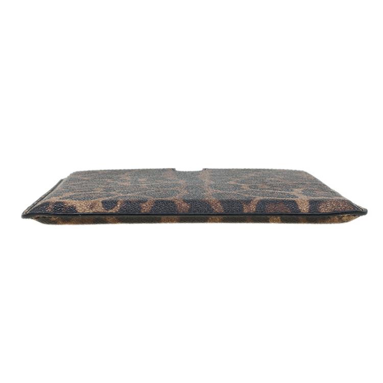 Pre Owned Dolce and Gabbana Leopard Print Canvas iPad 2 Case