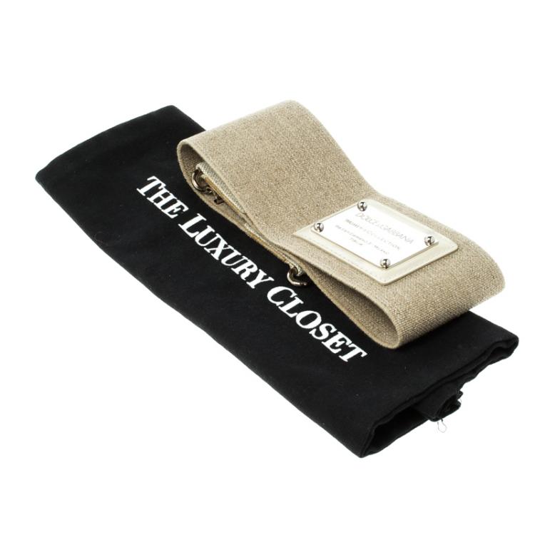 مملوكة مسبقًا Dolce and Gabbana Beige Canvas Elastic Waist Belt 75 CM
