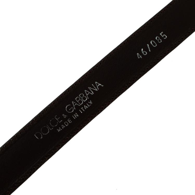 مملوكة مسبقًا Dolce and Gabbana Black Leather Skinny Belt 85 CM