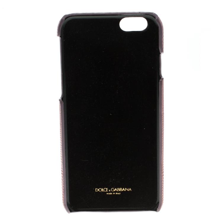 مملوكة مسبقًا Dolce and Gabbana Pink Leather Jewel Embellished iPhone 6S Case