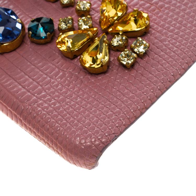 مملوكة مسبق�ًا Dolce and Gabbana Pink Leather Jewel Embellished iPhone 6S Case