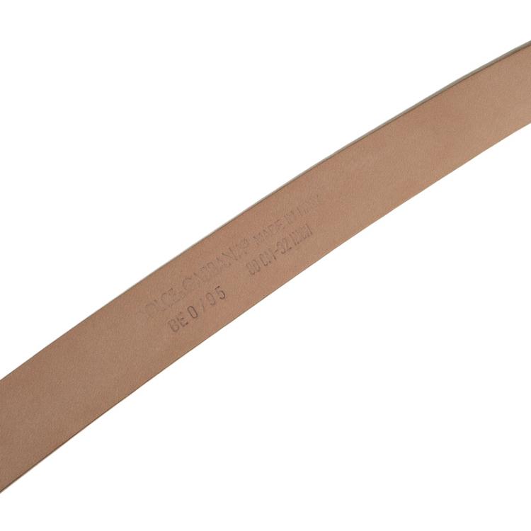 Pre Owned Dolce and Gabbana Brown Leather Logo Plaque Skinny Belt 80 CM