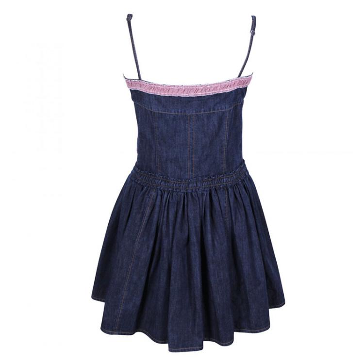 Pre Owned Dolce & Gabbana Blue Denim Flared Sleeveless Dress S