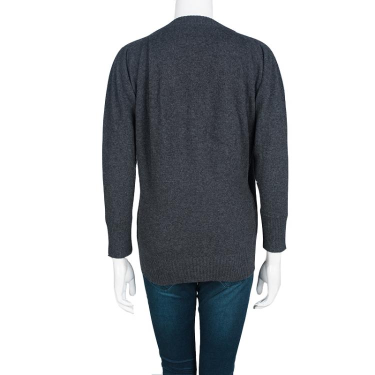 Pre Owned Dolce and Gabbana Grey Cashmere Safety Pin Cardigan S
