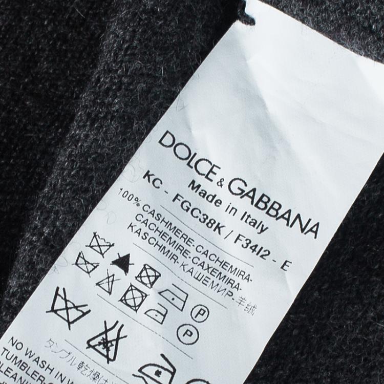 Pre Owned Dolce and Gabbana Grey Cashmere Safety Pin Cardigan S