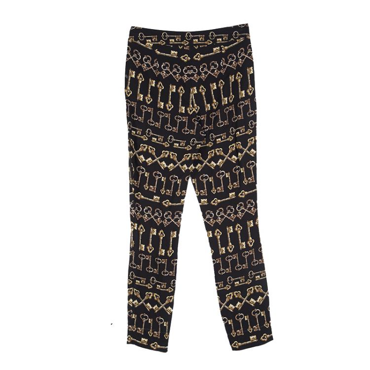 Pre Owned  Dolce and Gabbana Black Key Print Slim Fit Pants XS
