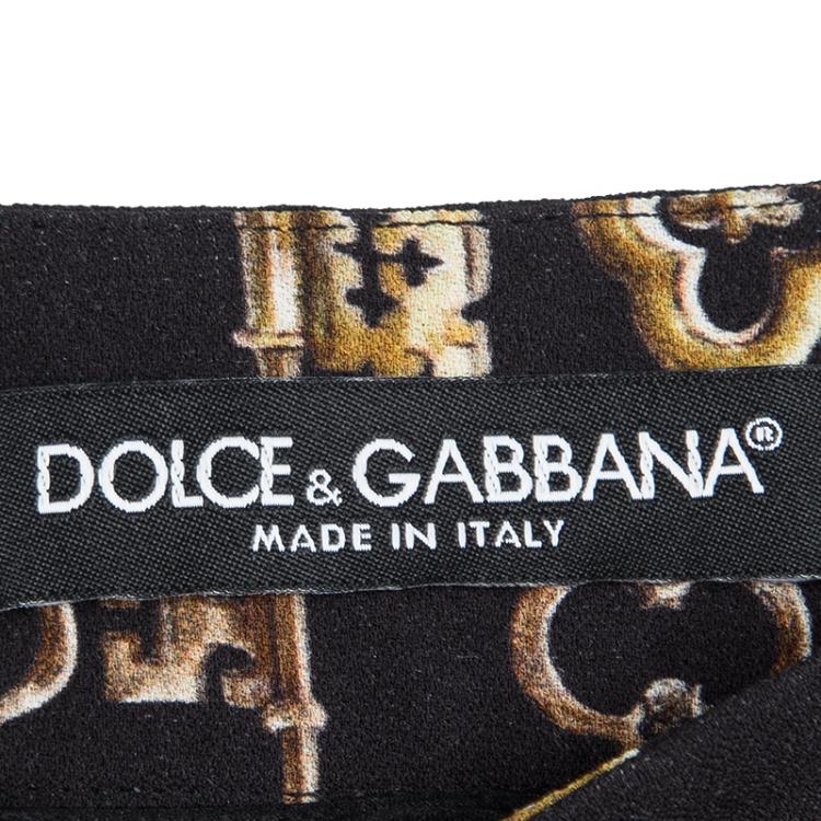 Pre Owned  Dolce and Gabbana Black Key Print Slim Fit Pants XS