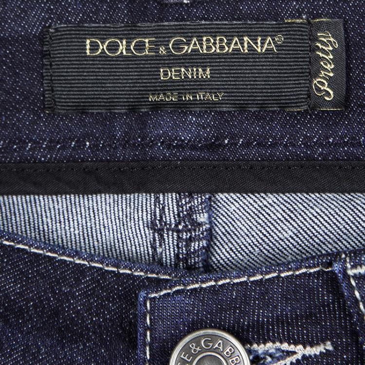 Pre Owned Dolce and Gabbana Indigo Dark Wash Denim Skinny Pretty Jeans XS
