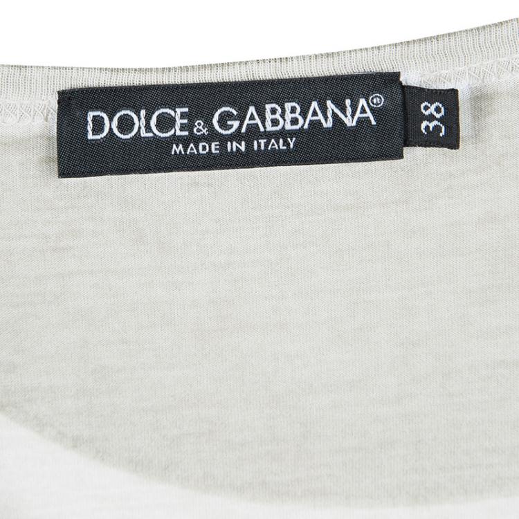 Pre Owned Dolce and Gabbana Grey Distressed James Dean Print T-Shirt S