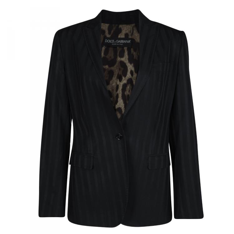 Pre Owned Dolce and Gabbana Black Striped Tailored Pant Suit M