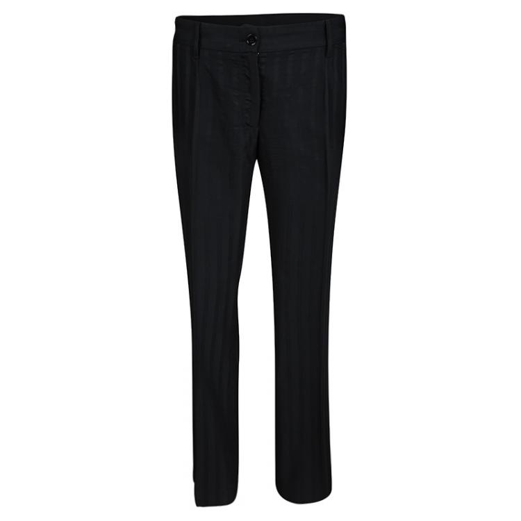 Pre Owned Dolce and Gabbana Black Striped Tailored Pant Suit M