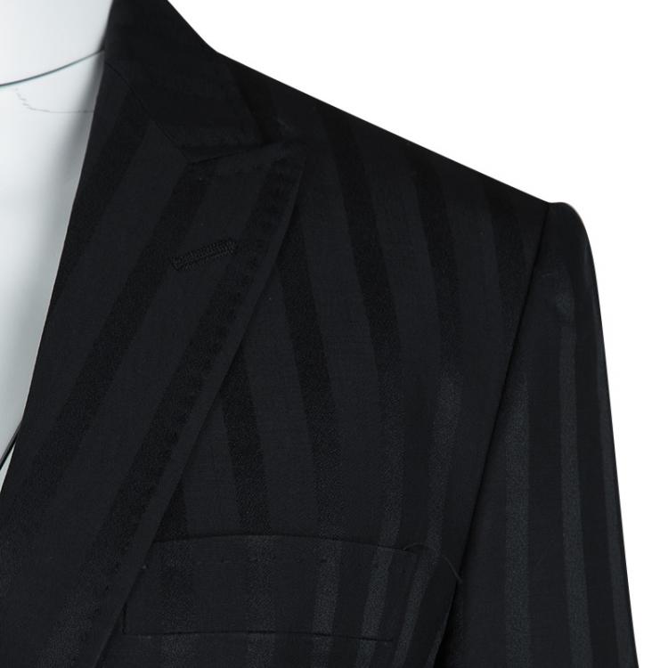 Pre Owned Dolce and Gabbana Black Striped Tailored Pant Suit M