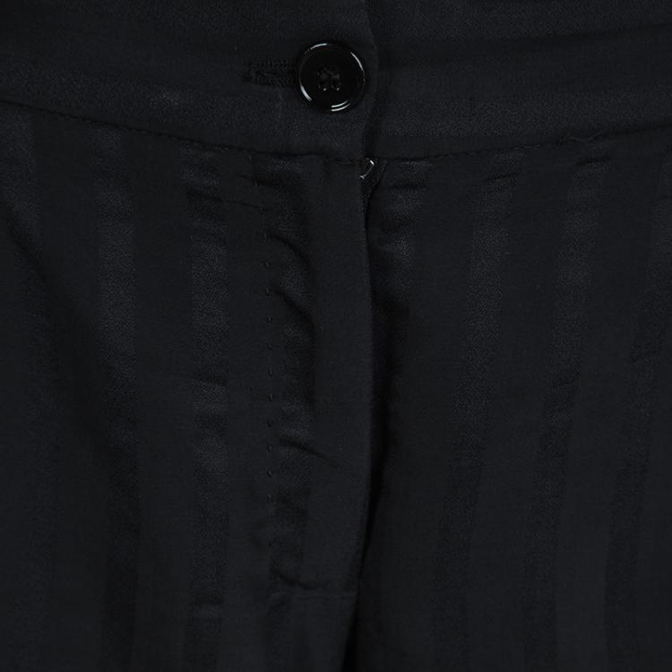 Pre Owned Dolce and Gabbana Black Striped Tailored Pant Suit M