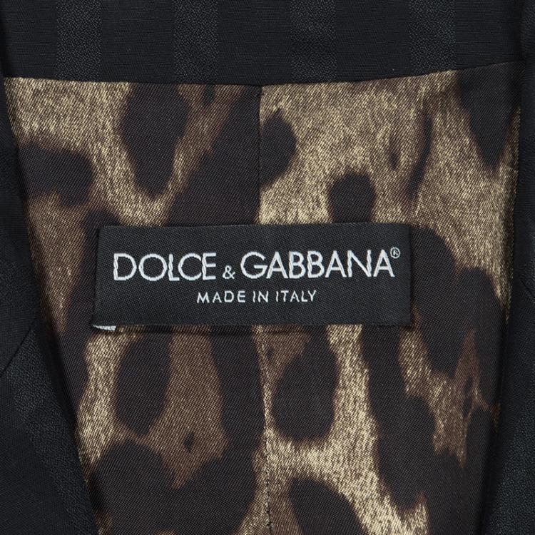 Pre Owned Dolce and Gabbana Black Striped Tailored Pant Suit M