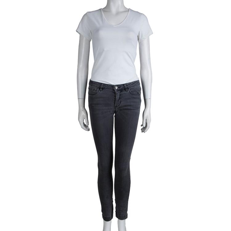 مملوكة مسبقًا Dolce And Gabbana Grey Light Washed Slim Fit Jeans S