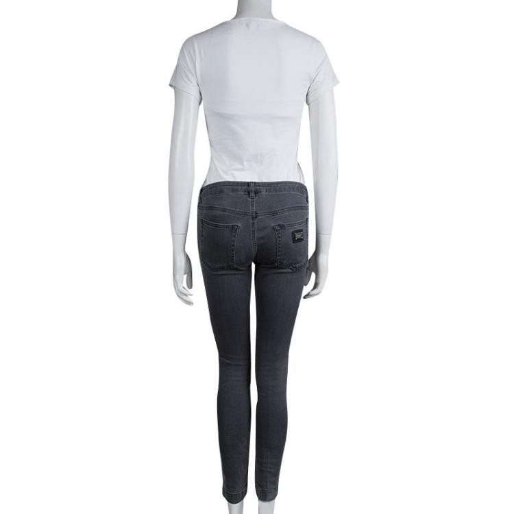 مملوكة مسبقًا Dolce And Gabbana Grey Light Washed Slim Fit Jeans S