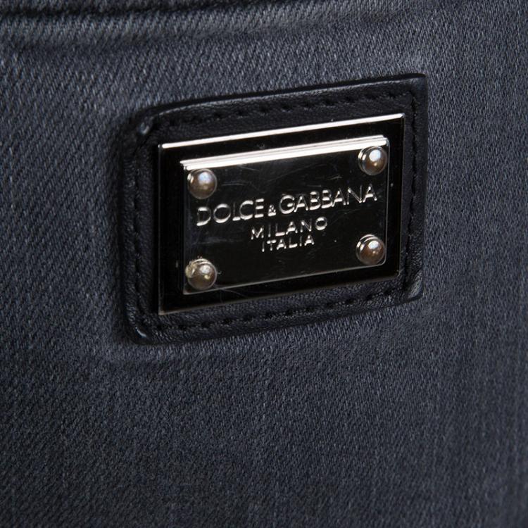 مملوكة مسبقًا Dolce And Gabbana Grey Light Washed Slim Fit Jeans S