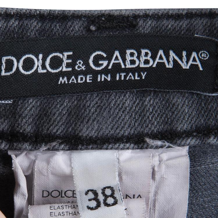 مملوكة مسبقًا Dolce And Gabbana Grey Light Washed Slim Fit Jeans S