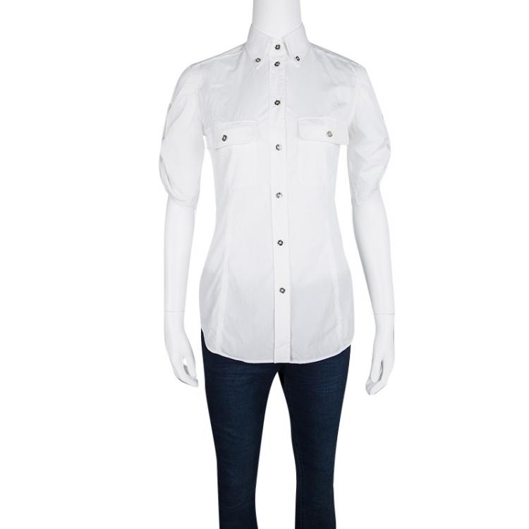 Pre Owned Dolce and Gabbana White Cotton Short Sleeve Shirt S