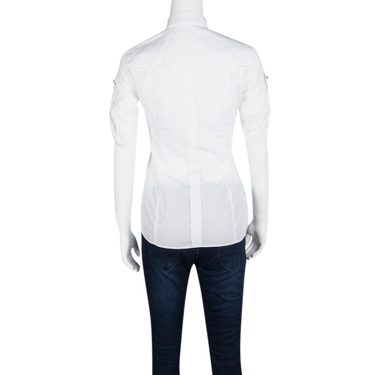 Pre Owned Dolce and Gabbana White Cotton Short Sleeve Shirt S