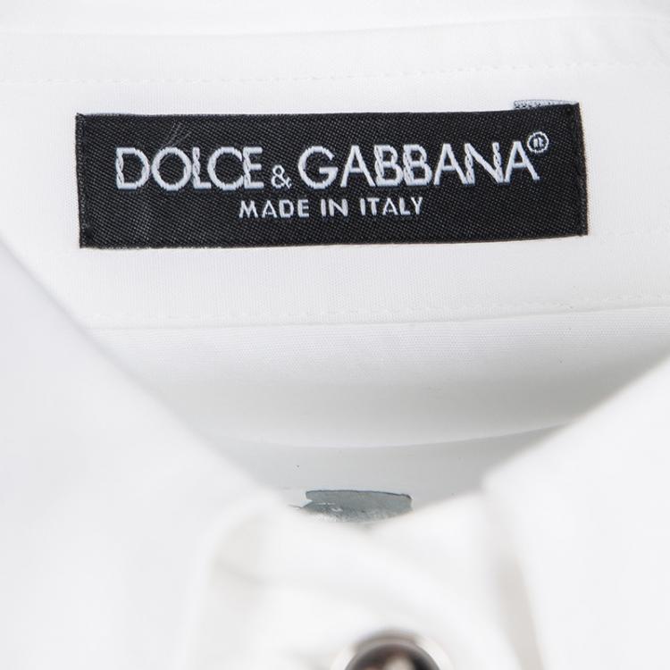 Pre Owned Dolce and Gabbana White Cotton Short Sleeve Shirt S