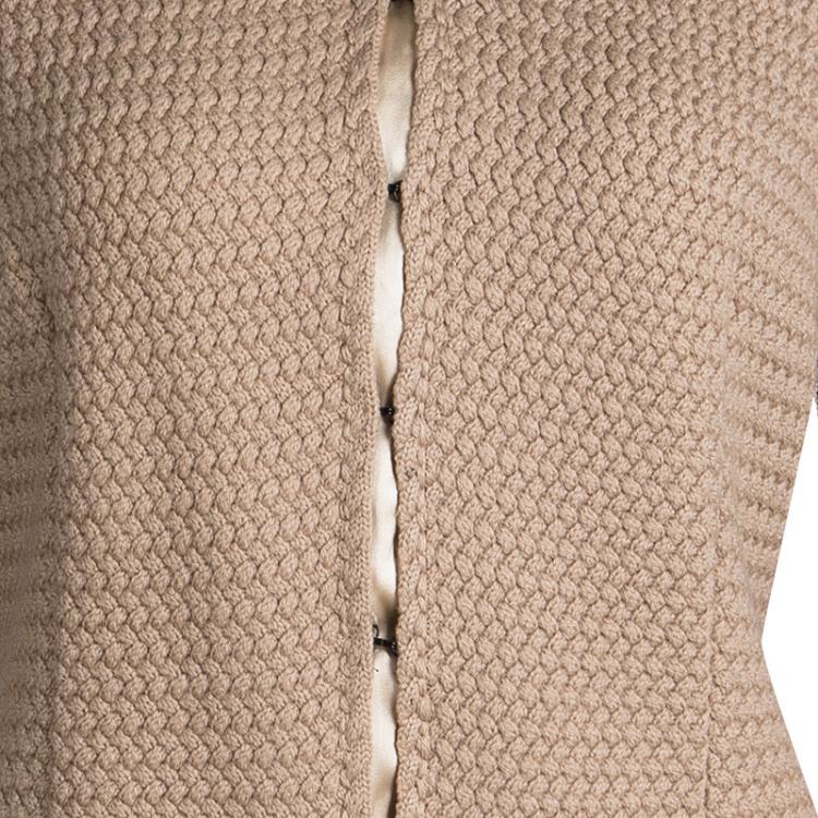 Pre Owned Dolce and Gabbana Beige Chunky Wool Silk Lined Jacket M