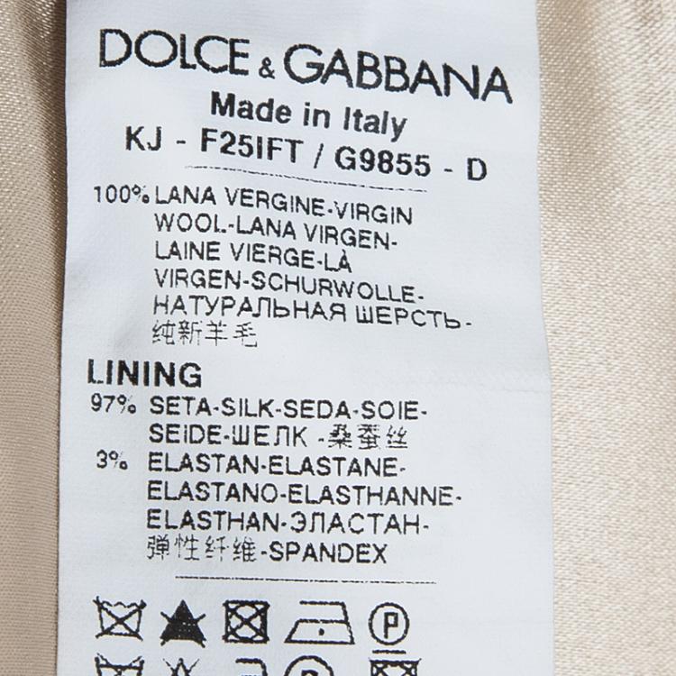 Pre Owned Dolce and Gabbana Beige Chunky Wool Silk Lined Jacket M