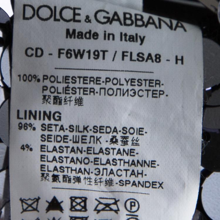 Pre Owned Dolce and Gabbana Silver Sequin Paillette Embellished Ruched Strapless Dress M