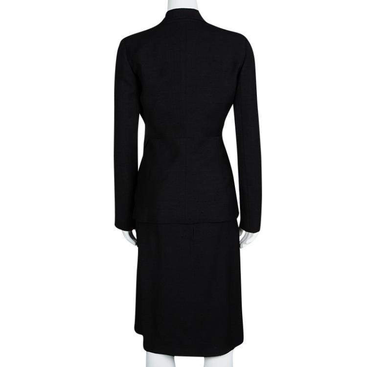 Pre Owned Dolce and Gabbana Black Textured Skirt Suit M