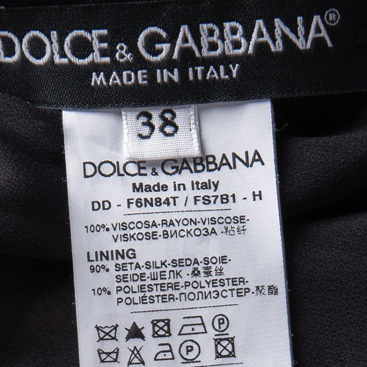 Pre Owned Dolce and Gabbana Black Floral Printed Sleeveless Gathered Dress S